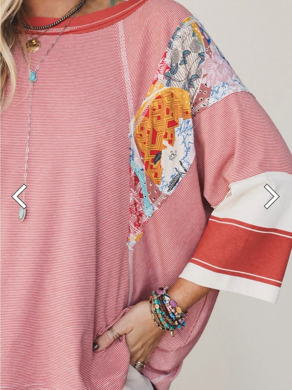 Three Bird Nest Best Selling Britt Patchwork Long Sleeve Tunic - Picture 2 of 4